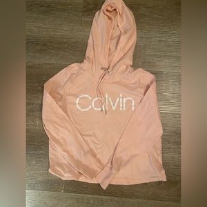 Pink Calvin Klein crop long sleeved crop top shirt